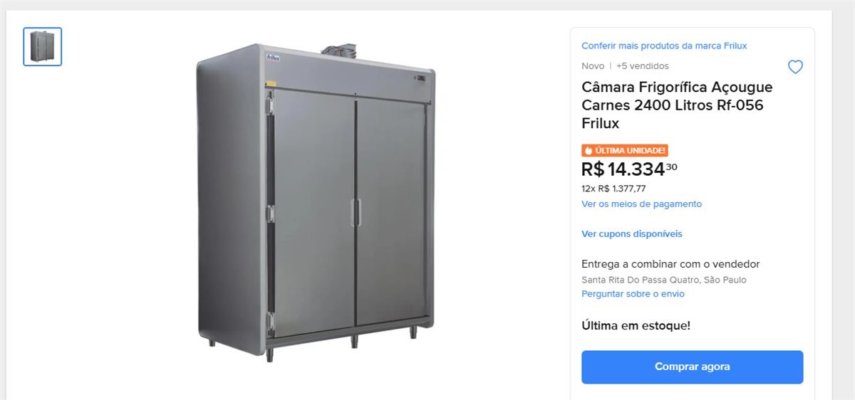 Câmara de maturação profissional do mercado com preço elevado